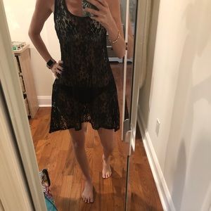Black lace swim cover-up